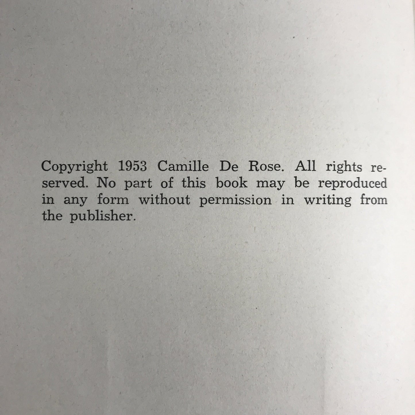 The Camille de Rose Story - Camille de Rose - Rare - Ciero, Illinois - 1953