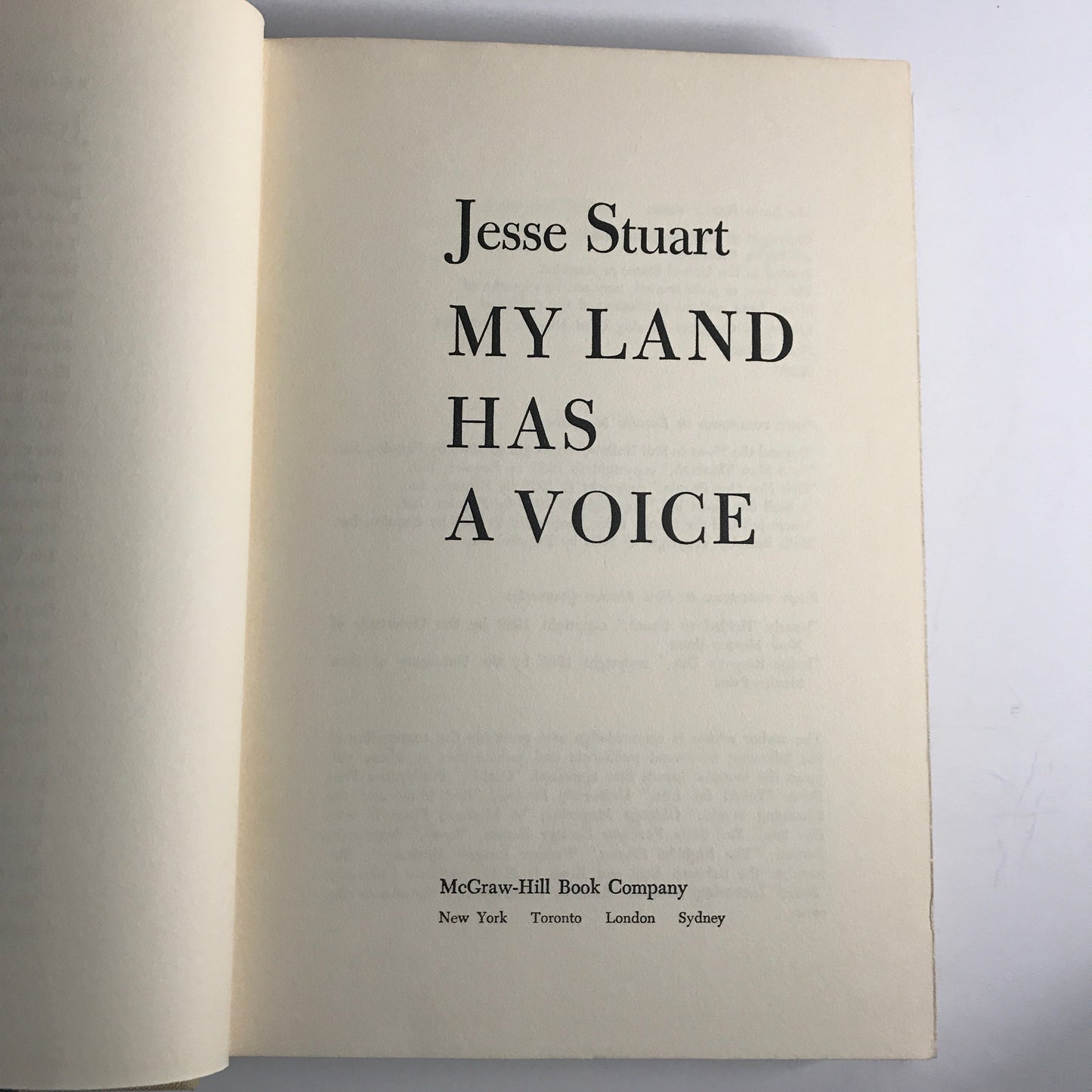 My Land Has A Voice - Jesse Stuart - 1st Ed - 1966