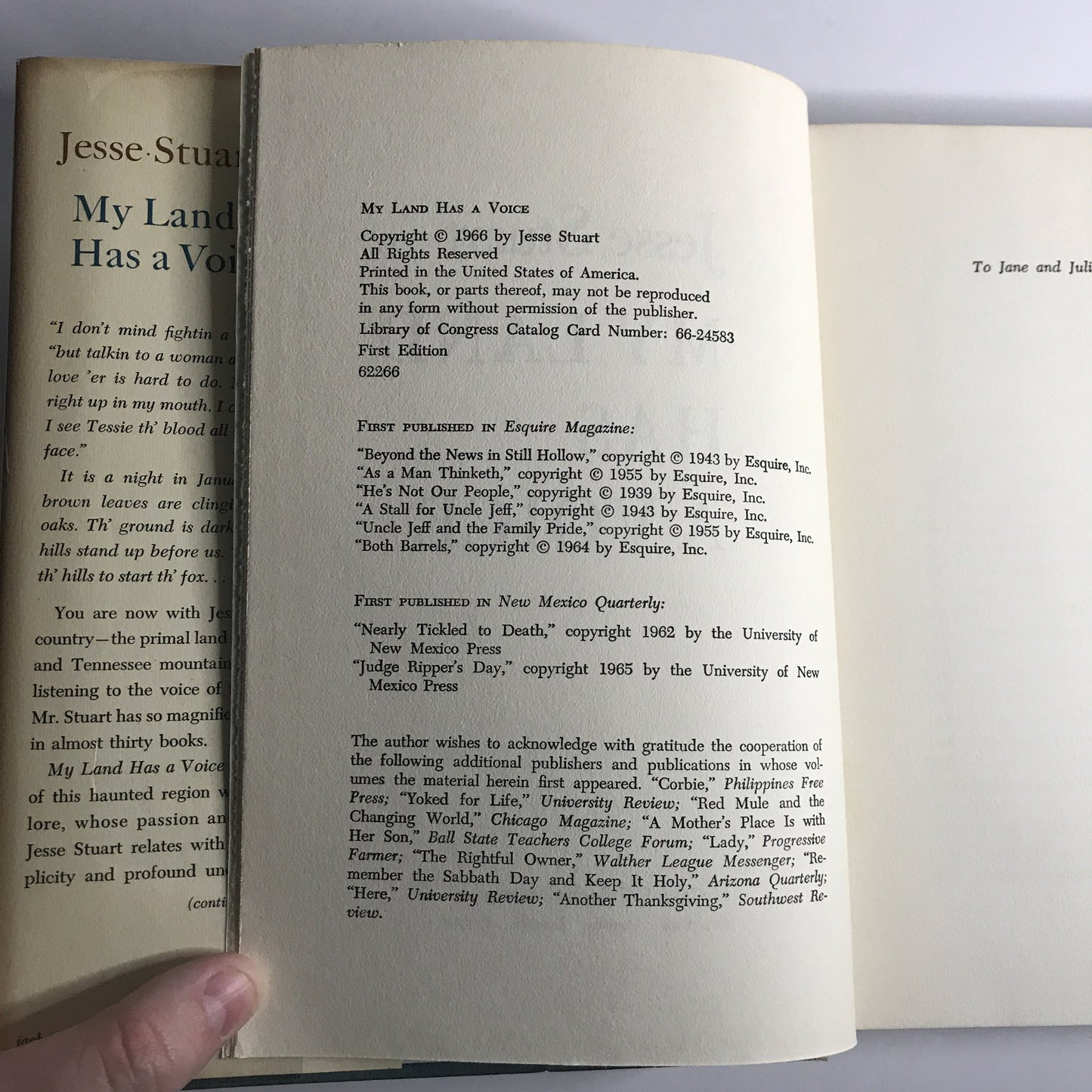 My Land Has A Voice - Jesse Stuart - 1st Ed - 1966