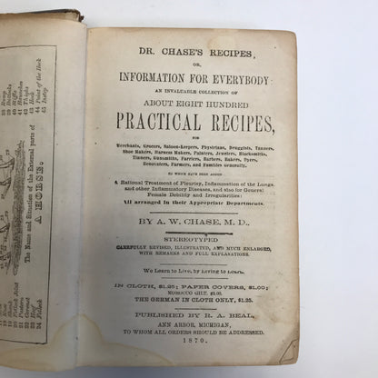 Dr. Chase's Recipes - A. W. Chase - 1870