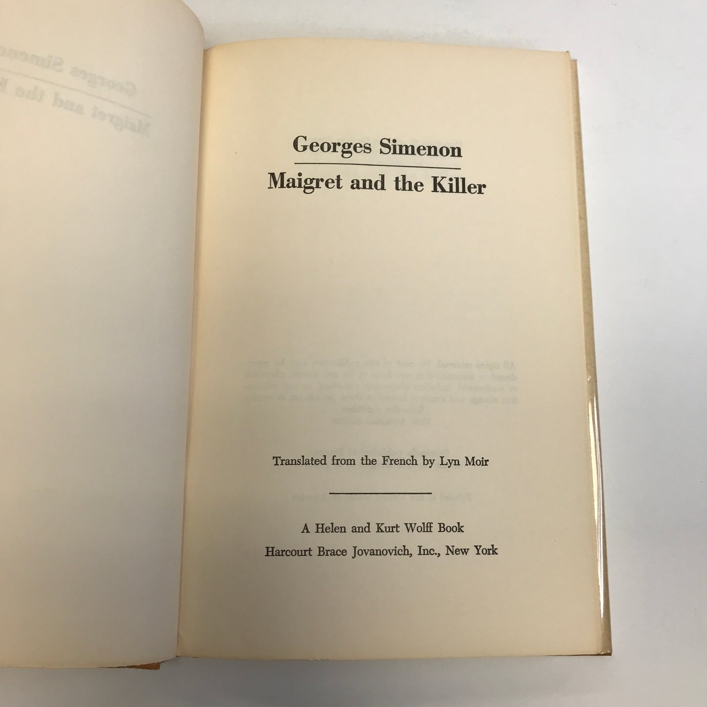 Maigret and the Killer - Georges Simenon - Book Club Edition - Stated 1st - 1969