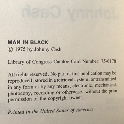 Man in Black - Johnny Cash - First Edition - 1975