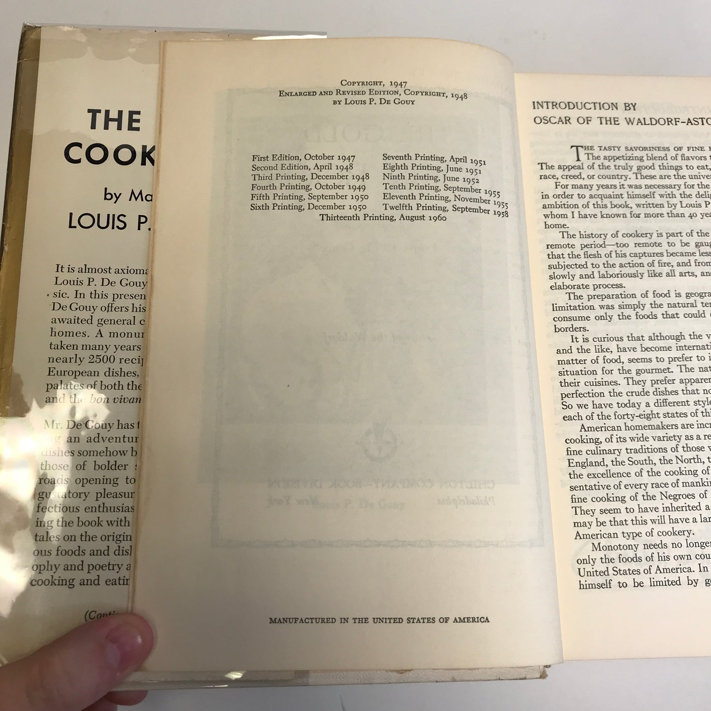 The Gold Cook Book - Master Chef Louis P. De Gouy - 13th Print - Book Club - 1960