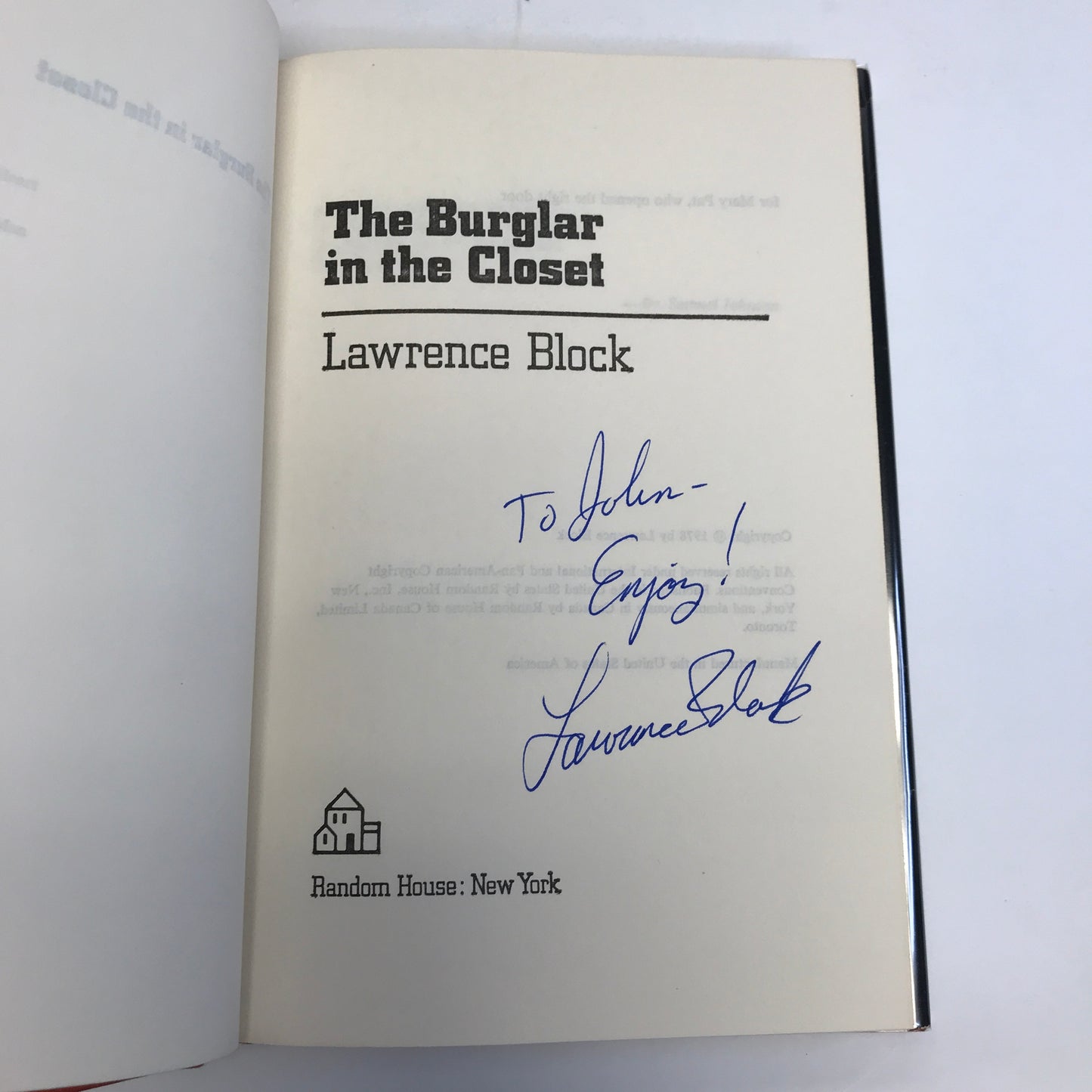 The Burglar in the Closet - Lawrence Block - Signed - 1978