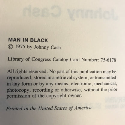 Man in Black - Johnny Cash - 1st Edition - 1975