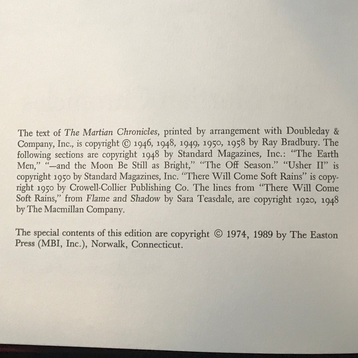 The Martian Chronicles - Ray Bradbury - Signed - 1st Thus - Easton Press - 1989