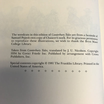 Canterbury Tales - Geoffrey Chaucer - Franklin Library - 1981