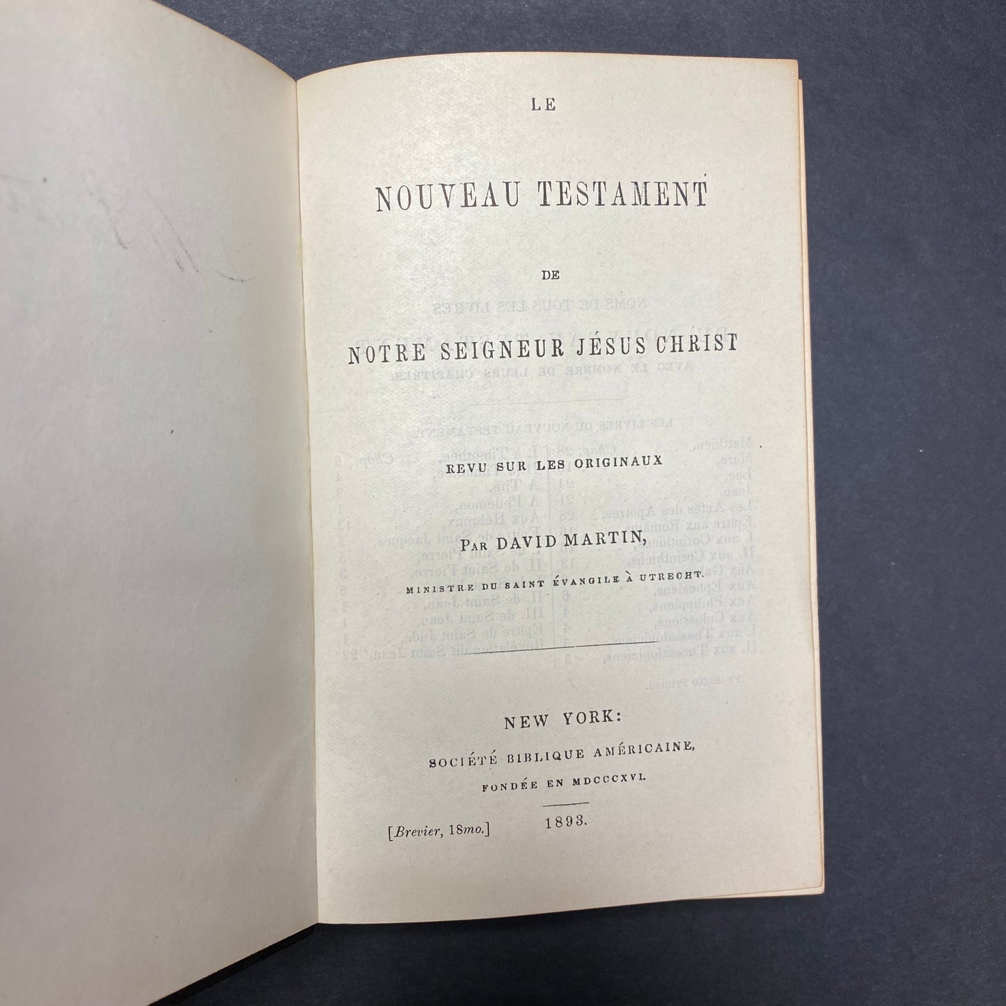 Le Nouveau Testament de Notre Seigneur Jesus Christ - David Martin - 1893