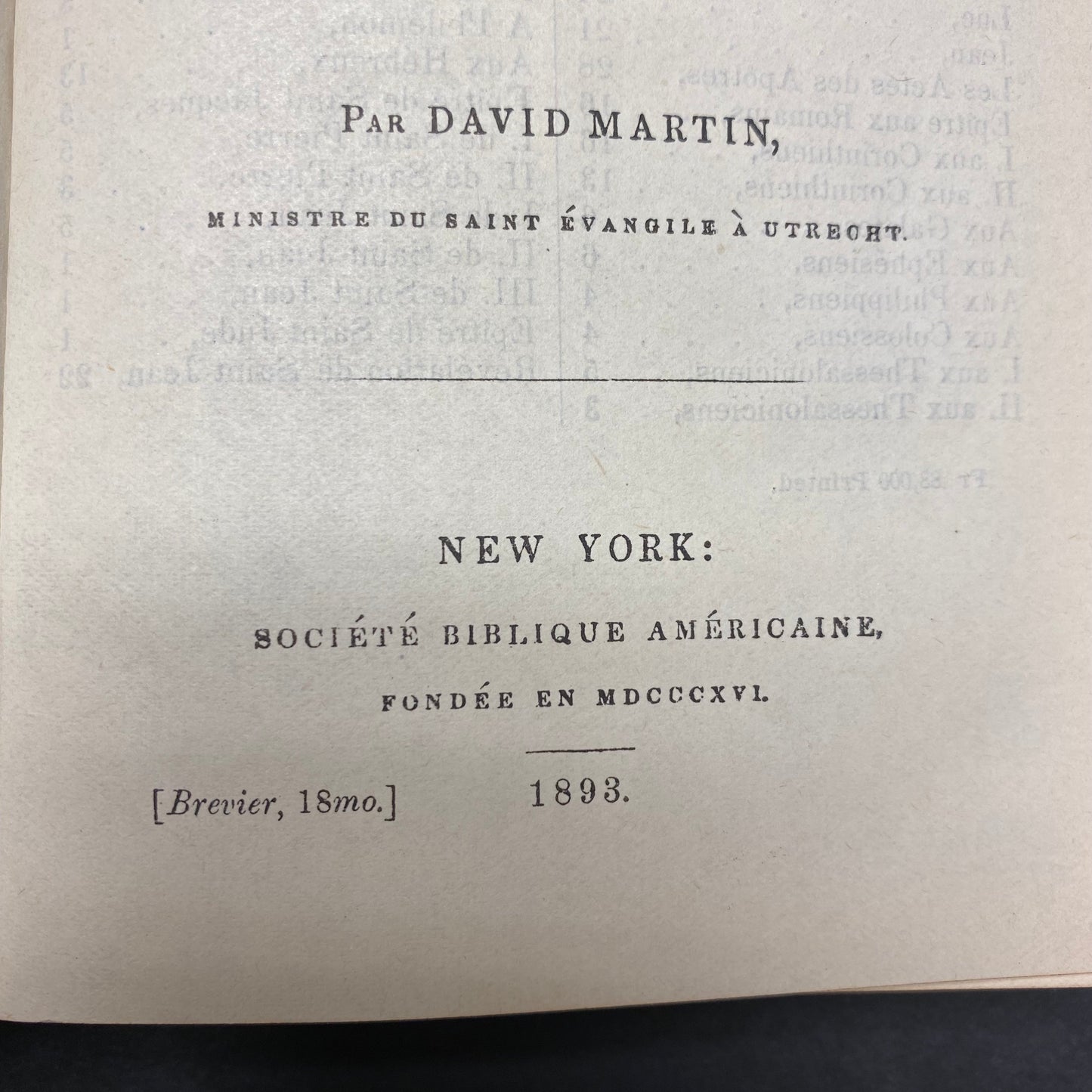 Le Nouveau Testament de Notre Seigneur Jesus Christ - David Martin - 1893