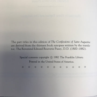 The Confessions of St. Augustine - Franklin Library - 1982