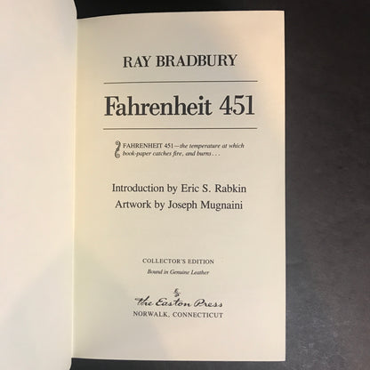 Fahrenheit 451 - Ray Bradbury - 1st Thus - Easton Press - 1991