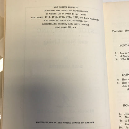 How to Stop Worrying and Start Living - Dale Carnegie - Early Print - 1948