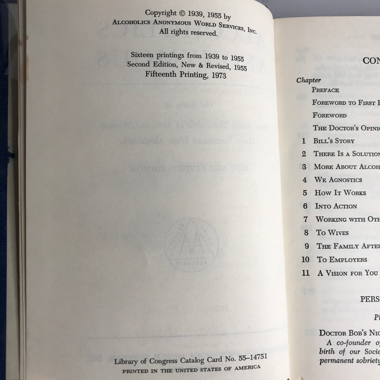 Alcoholics Anonymous - 2nd Edition - 15th Print - 1973