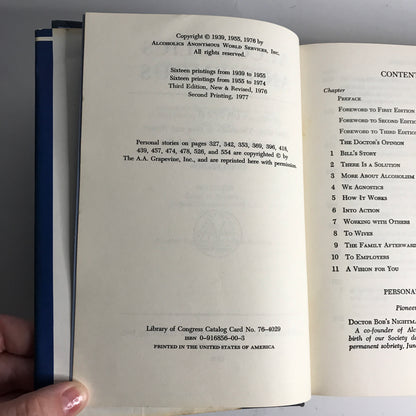 Alcoholics Anonymous - 3rd Edition - 3rd Printing - 1977