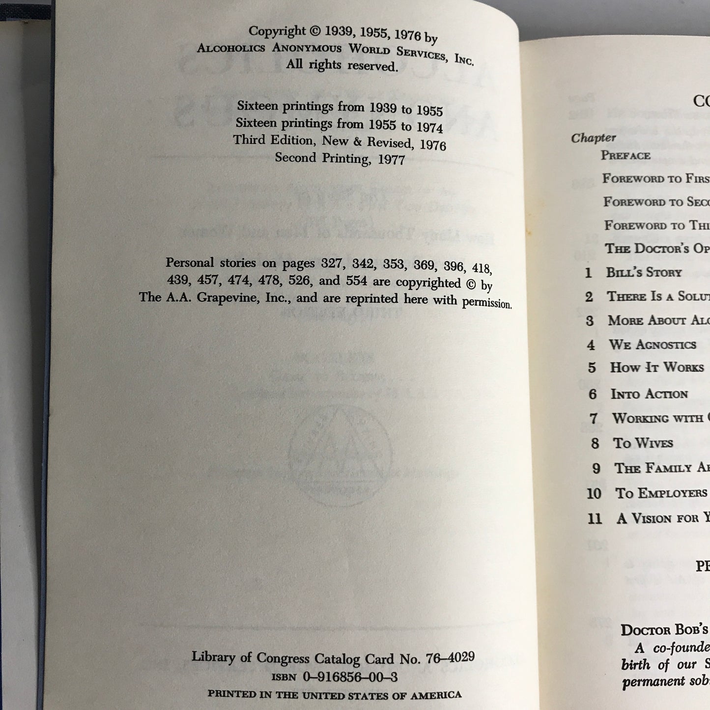 Alcoholics Anonymous - 3rd Edition - 3rd Printing - 1977