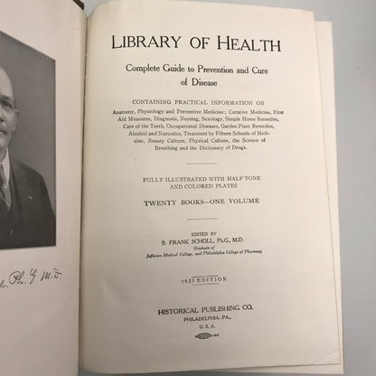 Library of Health - Complete Guide to Prevention and Cure of Disease - With Color Fold Outs and Plates - 1925