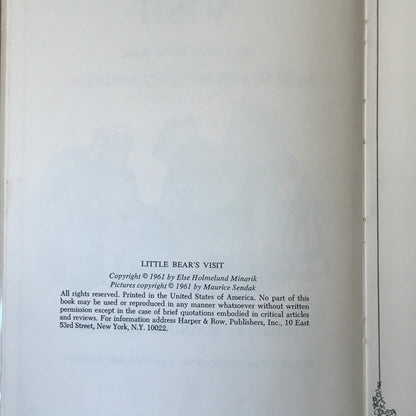 Little Bear's Visit - Else Holmelund Minarik - 1961 - 1st Thus