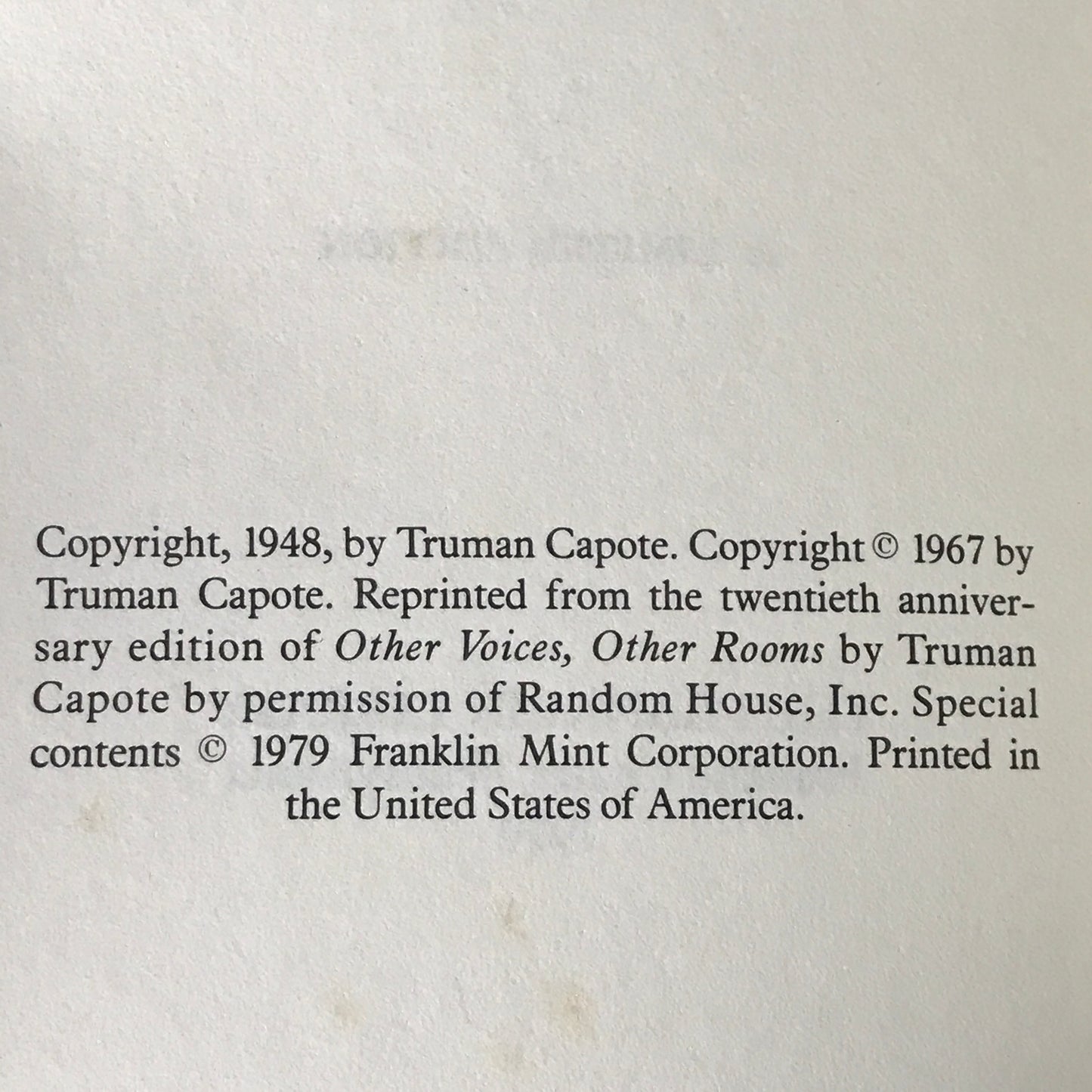 Other Voices, Other Rooms - Truman Capote - 1979 - Signed - Franklin Library