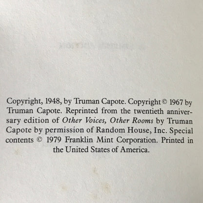 Other Voices, Other Rooms - Truman Capote - 1979 - Signed - Franklin Library