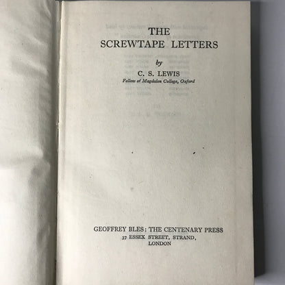 The Screwtape Letters - C.S. Lewis - 1942 - 8th Printing - UK