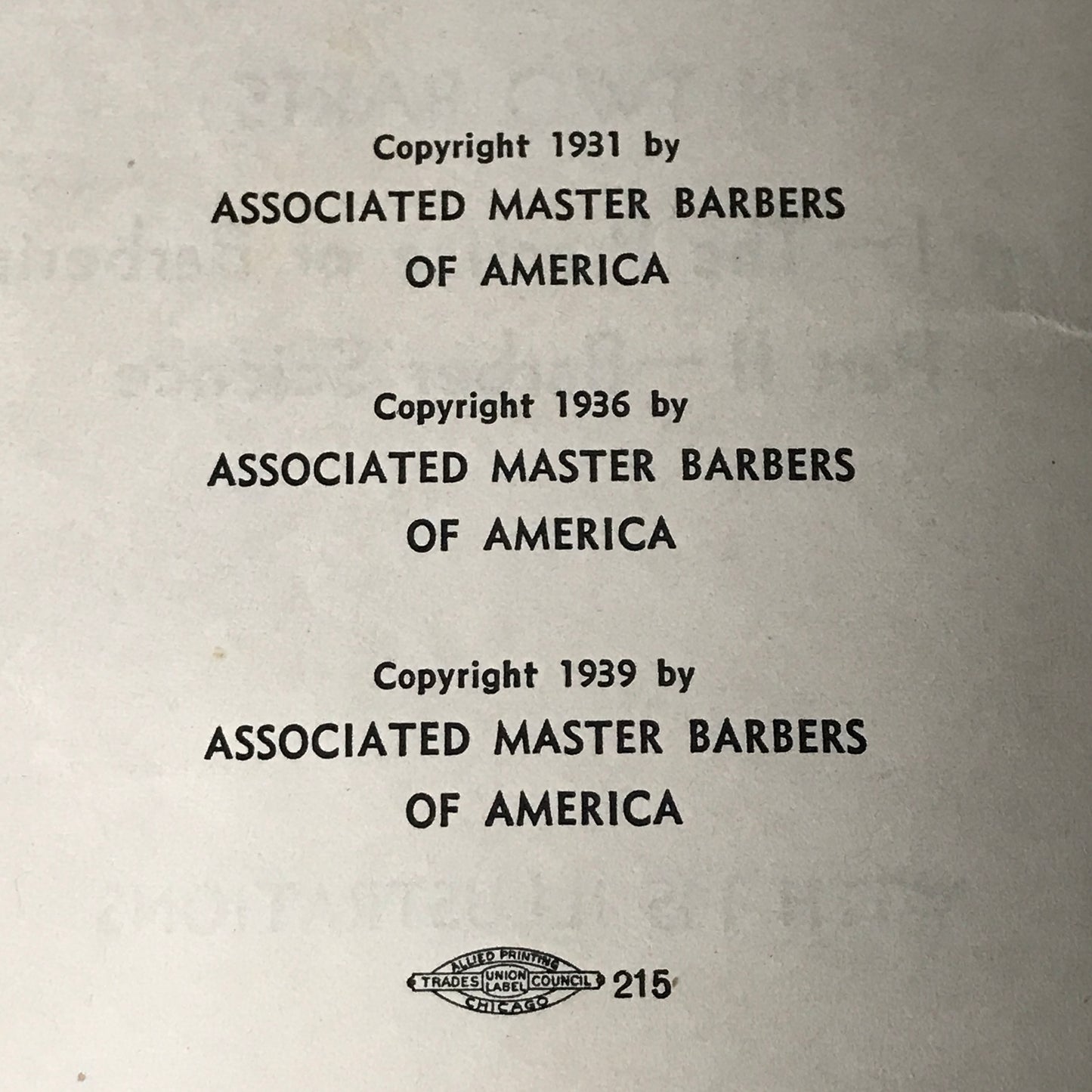 Standardized Textbook of Barbering - Associated Master Barbers of America - 1939 - 3rd Edition