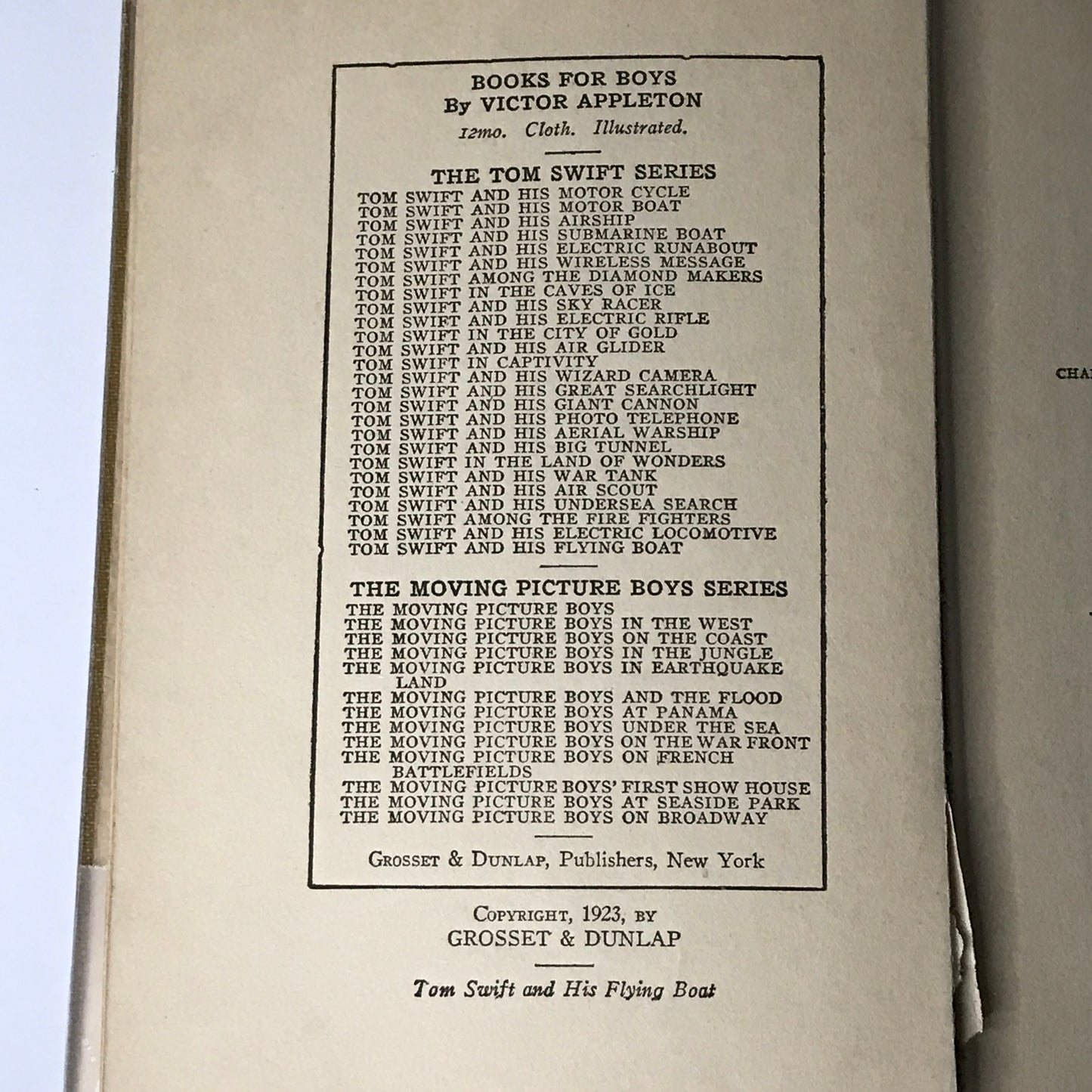 Tom Swift and His Flying Boat - Victor Appleton - 1923 - Early Print