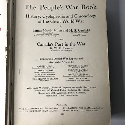 The People's War Book - James Martin Miller & H.S. Canfield - 1919 - Signed by WWI Flying Ace