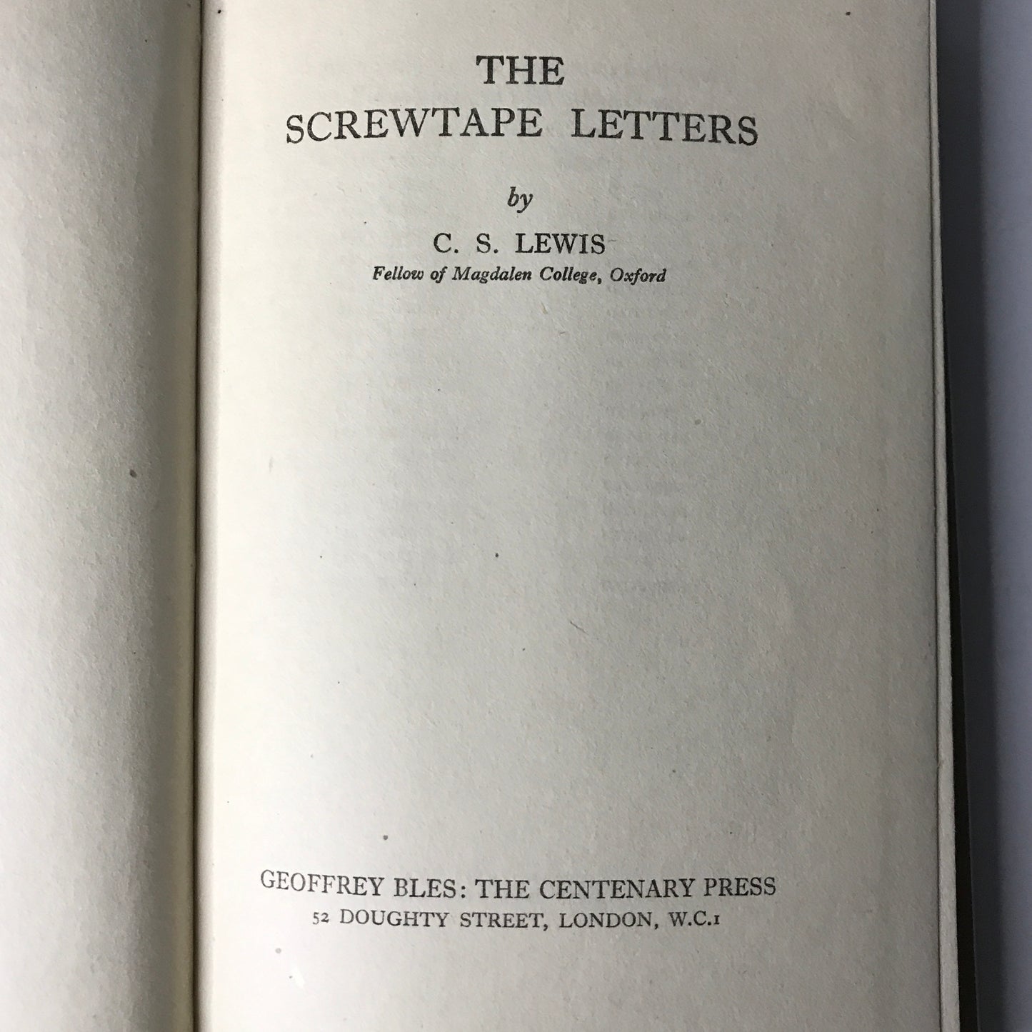 The Screwtape Letters - C.S. Lewis - 1946 - 18th Print - UK