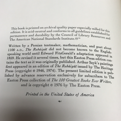 Rubaiyat of Omar Khayyam - Omar Khayyam - Easton Press - 1976