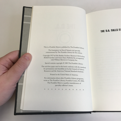 The D.A. Calls It Murder - Erie Stanley Gardner - Franklin Library - 1989