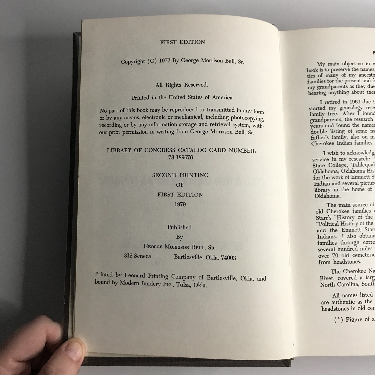 Genealogy of "Old & New Cherokee Indian Families" - George Morrison Bell Sr. - 1st Edition - 2nd Printing - Inscribed by Author - Scarce