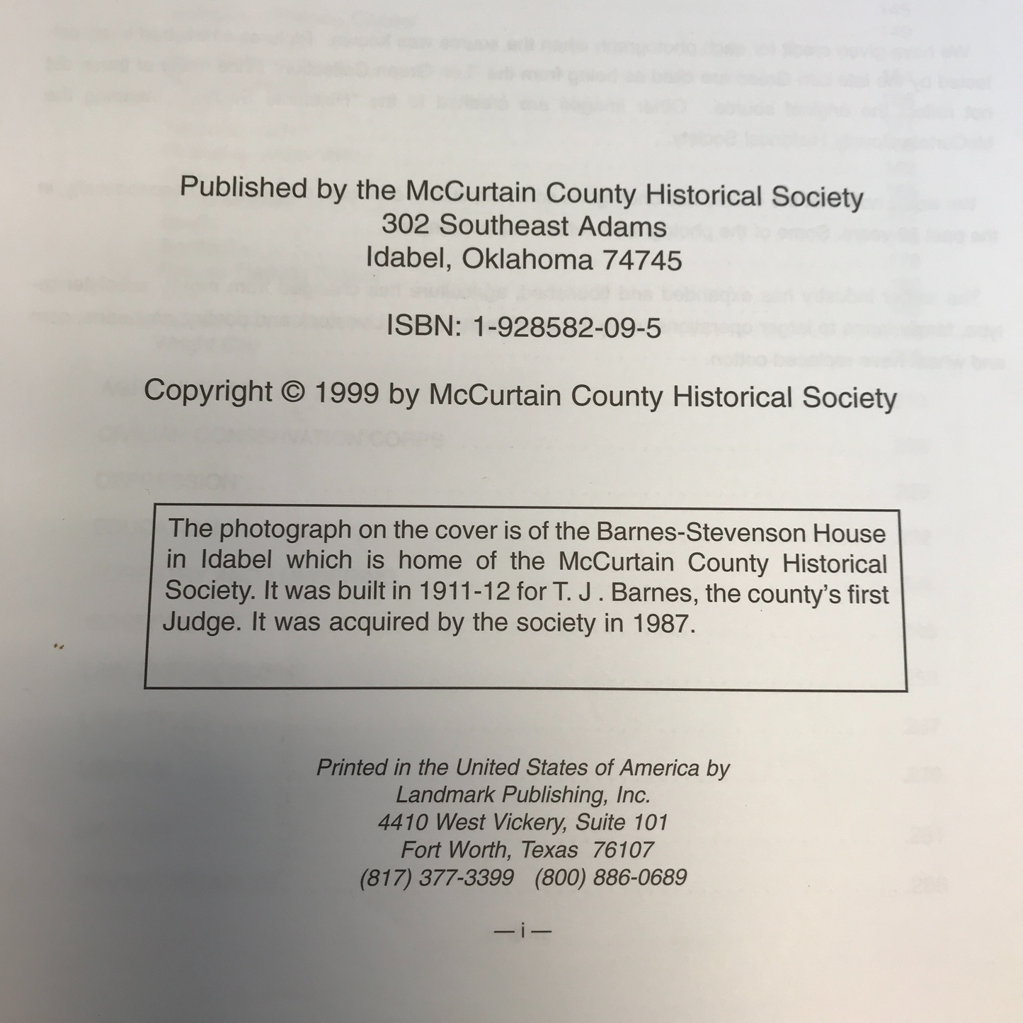 McCurtain County: A Pictorial History Volume II - 1999