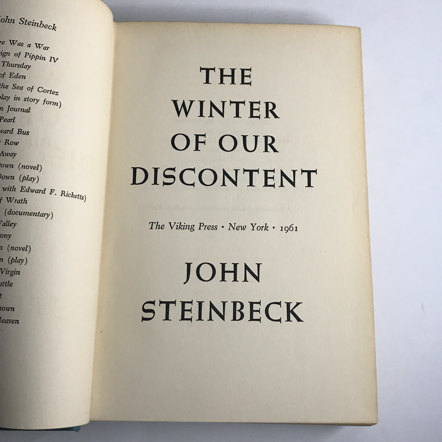 The Winter of Our Discontent - John Steinbeck - 1st Edition - Unknown State - No Dust Jacket - 1961