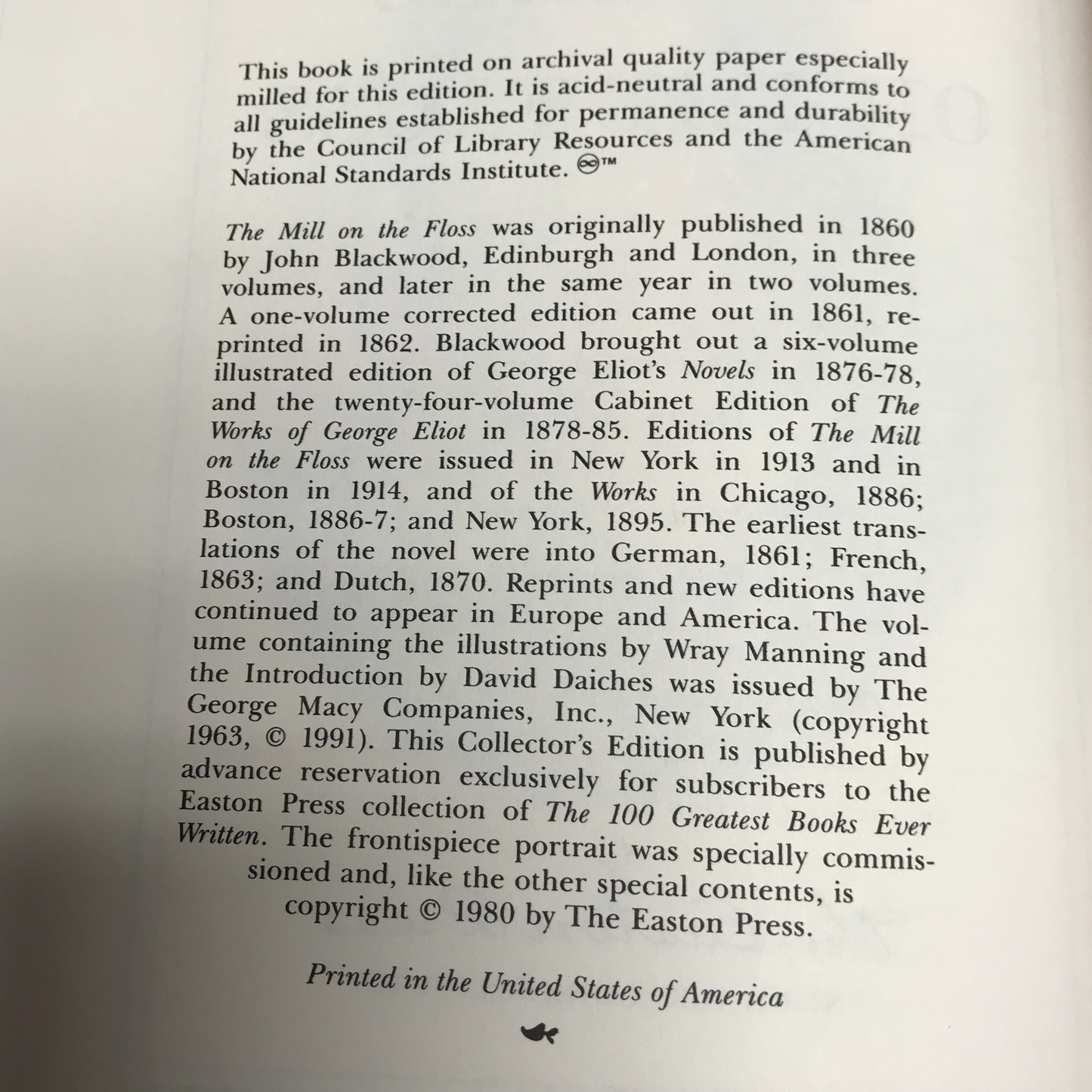 The Mill on the Floss - George Eliot - Easton Press - 1980