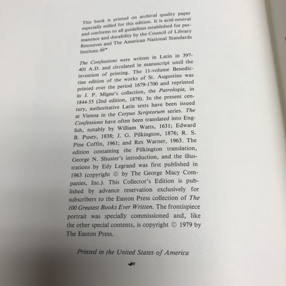 Confessions of Saint Augustine - Saint Augustine - Easton Press - 1979
