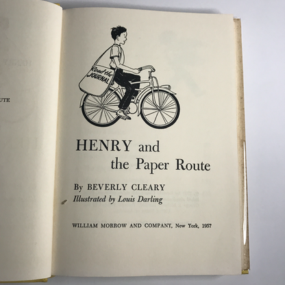 Henry and the Paper Route - Beverly Cleary - Early Print - 1957