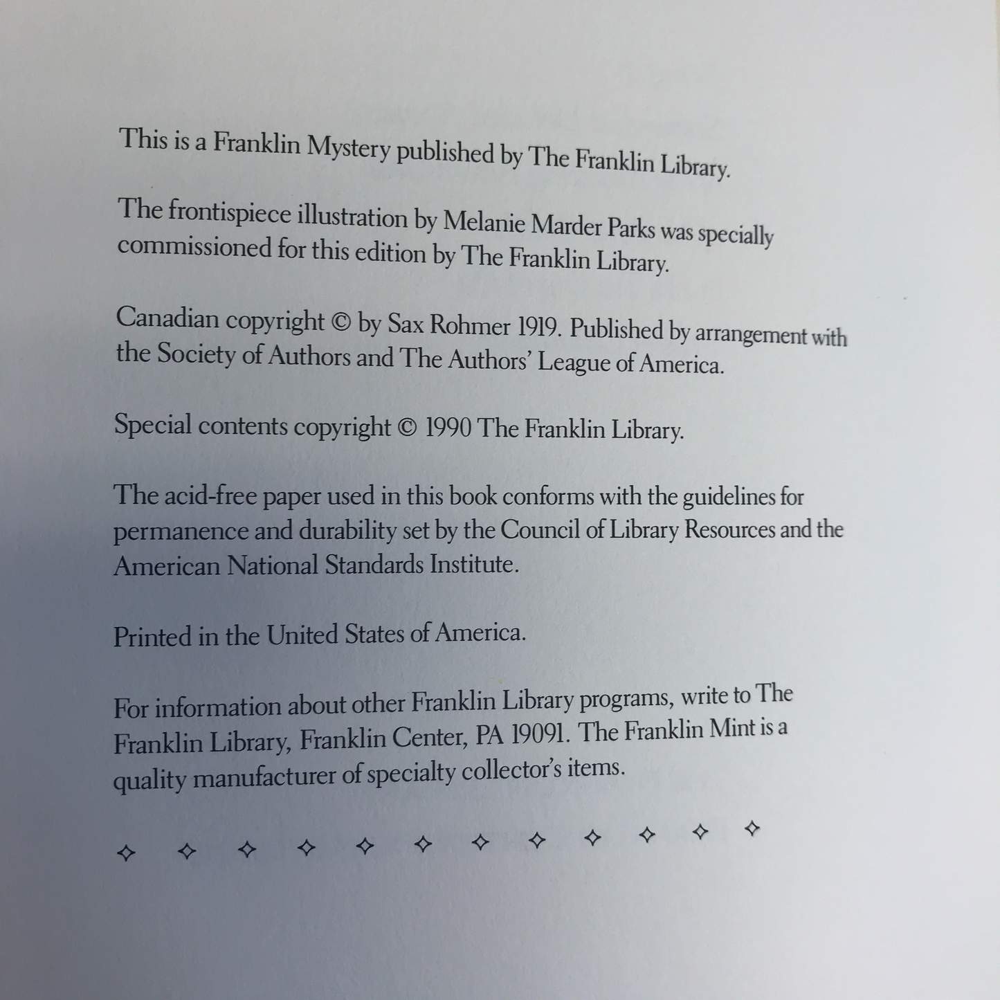 The Insidious Dr. Fu Manchu - Sax Rohmer - Franklin Library 1990