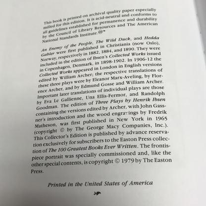 Three Plays - Henrik Ibsen - Easton Press - 1979