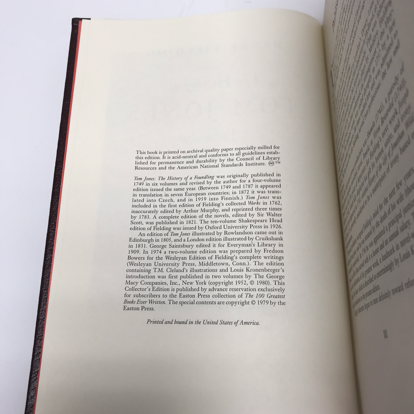 The History of Tom Jones: A Foundling - Henry Fielding - Easton Press - 1979
