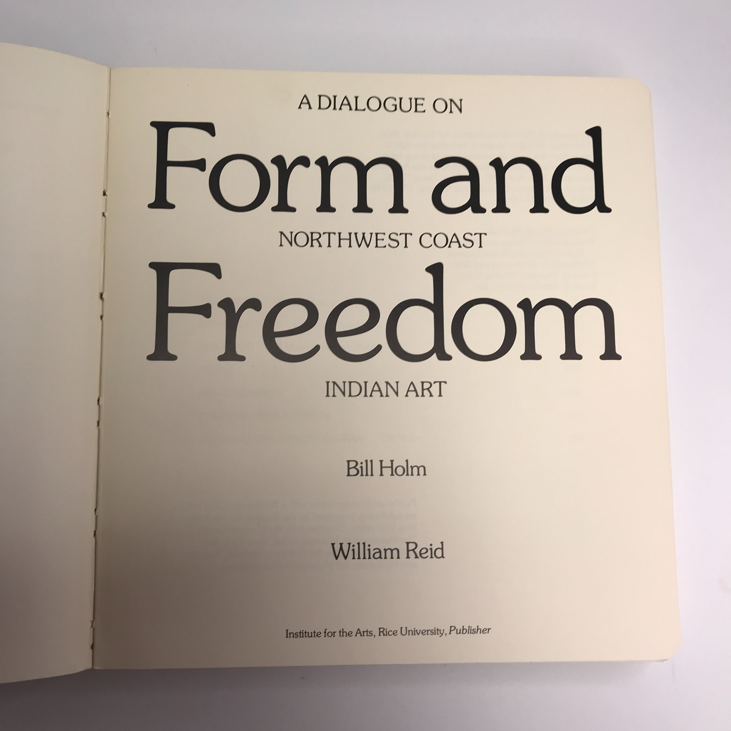 Form and Freedom - Bill Holm- William Reid- 1975