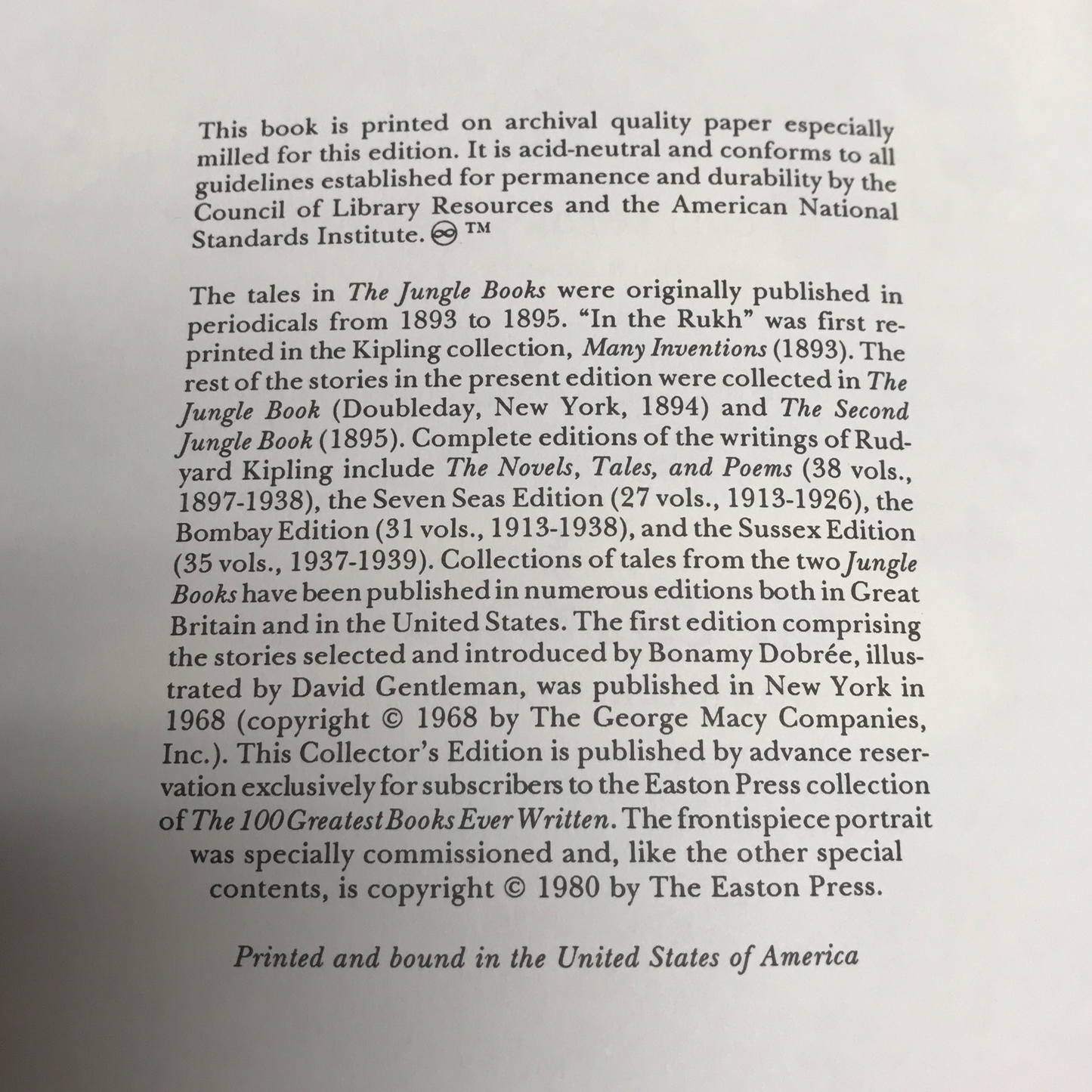 The Jungle Book - Rudyard Kipling - Easton Press - 1980