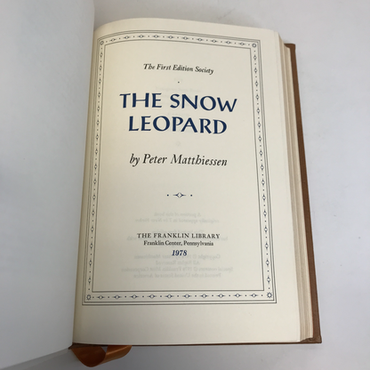 The Snow Leopard - Peter Matthiessen - 1st Edition - Franklin Library - 1978