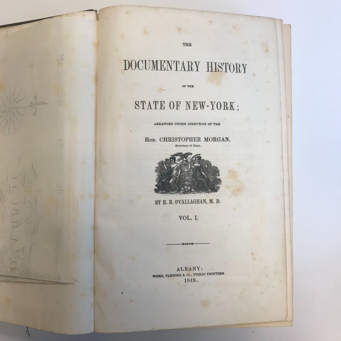 Documentary History of New York - Christopher Morgan - Volumes I-III out of IV - Multiple Fold-Out Maps and Documents