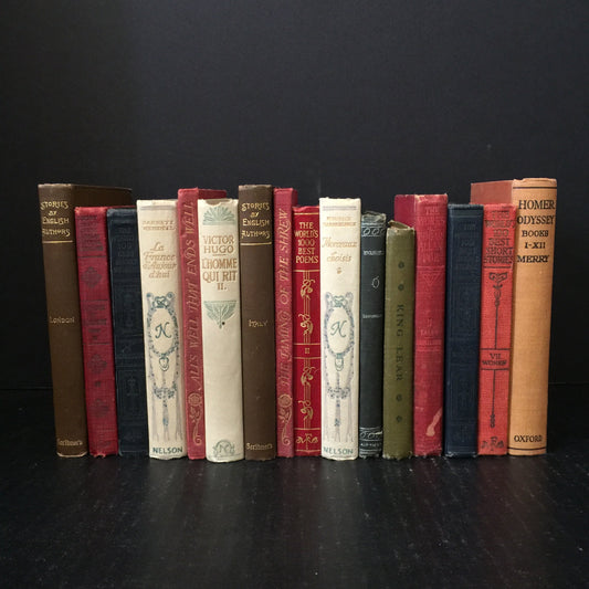 Books by the Foot | Classic Novels | Decorative Designer Bundle | Collection of Real Readable Hardcover Books | Display Prop & Staging Set