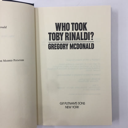 Who Took Toby Rinaldi - Gregory McDonald - 1980