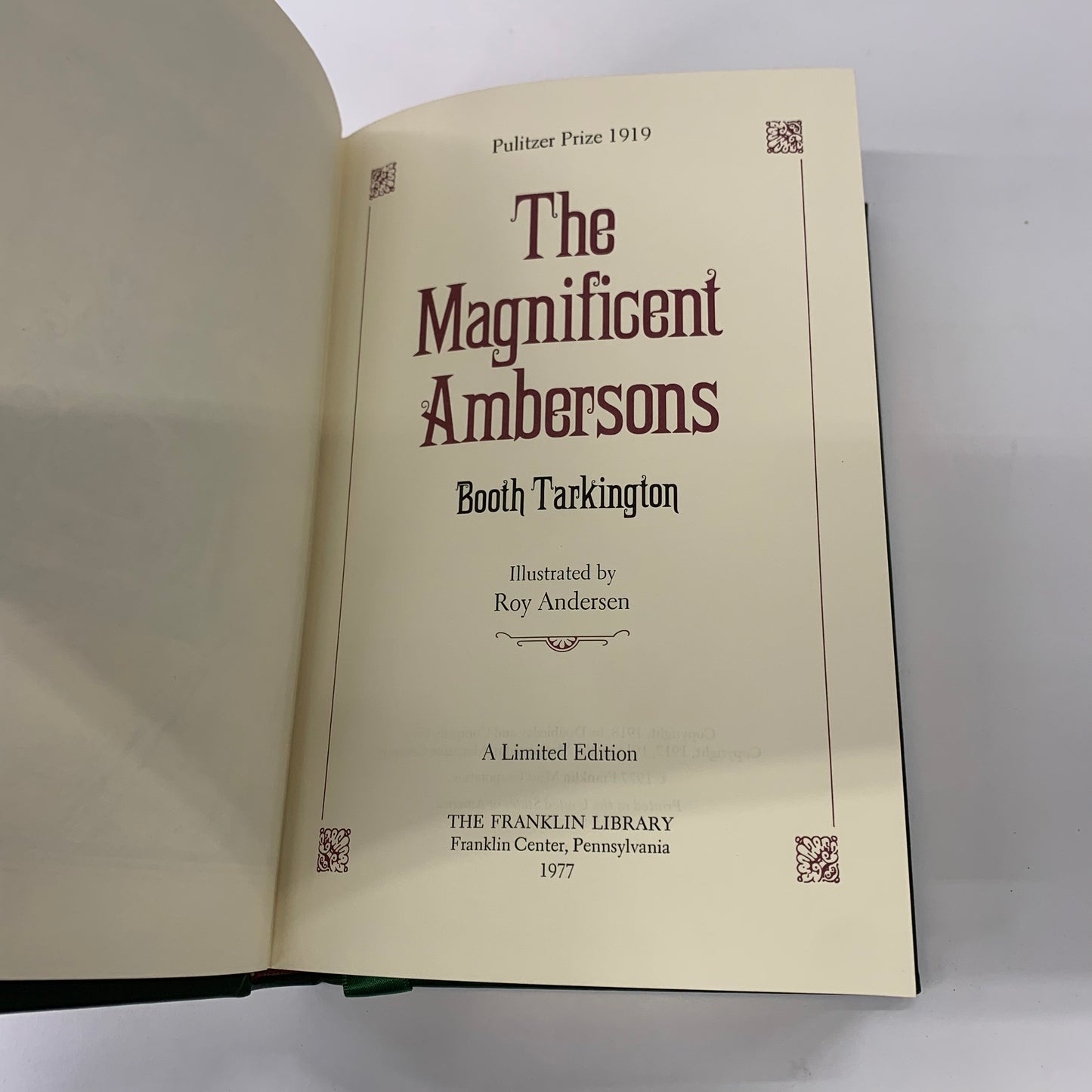 The Magnificent Ambersons - Booth Tarkington - Franklin Library - 1977