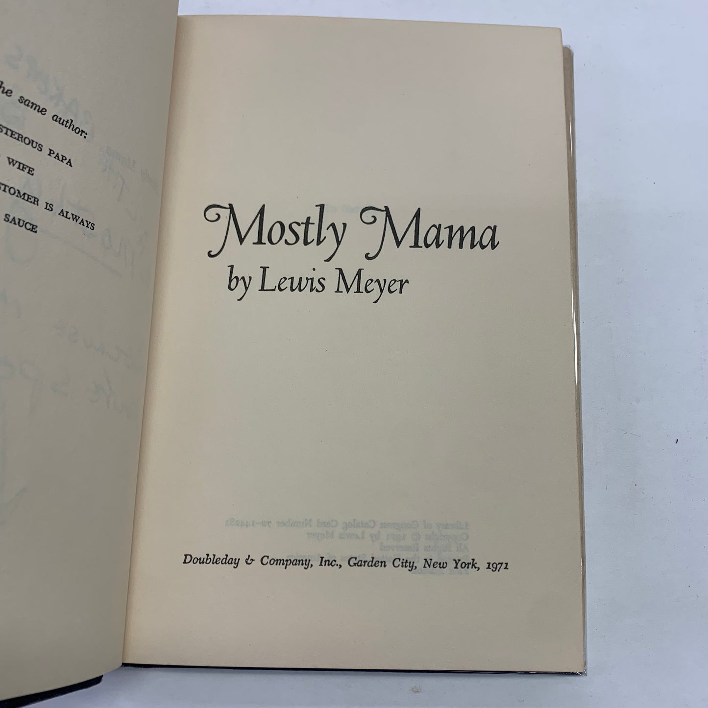 Mostly Mama - Lewis Meyer - Signed - 1st Edition - 1971