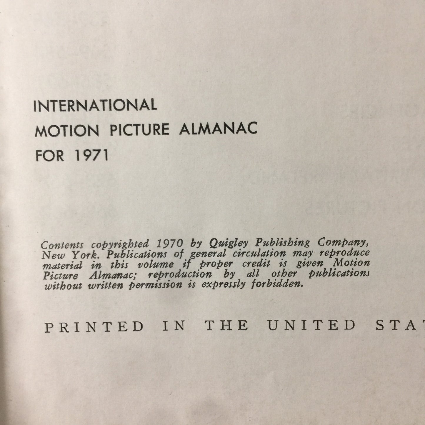 International Motion Picture Almanac - Author Unknown - 1971