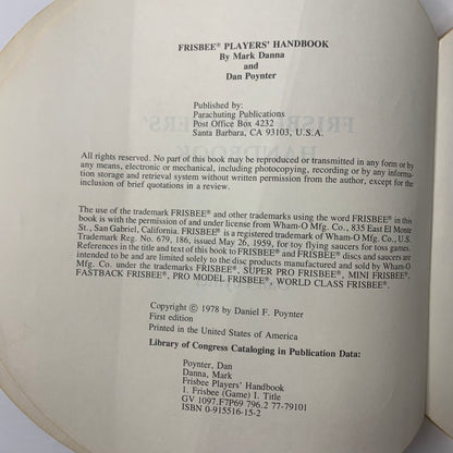 Frisbee Players Handbook - Mark Danna and Dan Poynter - 1973