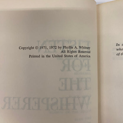 Listen for the Whisperer - Phyllis A. Whitney - Book Club Edition - 1972